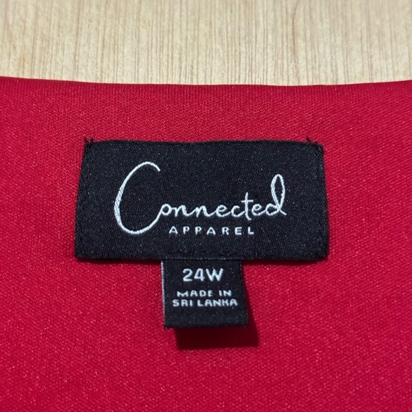 Connected Apparel Red Stretch Bell Sleeve Sheath Dress Size 24W - Picture 3 of 4
